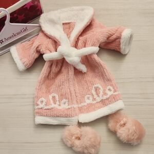American Girl Cozy Pink and White Doll Robe Set